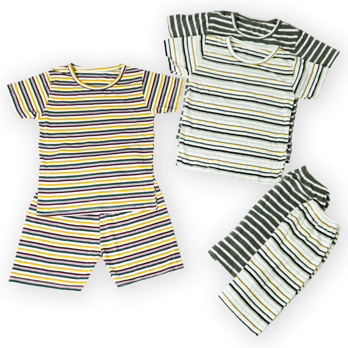 Combo 3 bộ quần áo trẻ em MIMYKID sọc ngang kiểu lửng, chất liệu thun dày mịn co giãn và thấm hút cực tốt, set đồ thời trang cho bé từ 4-16kg - ( Giao Màu Ngẫu Nhiên )