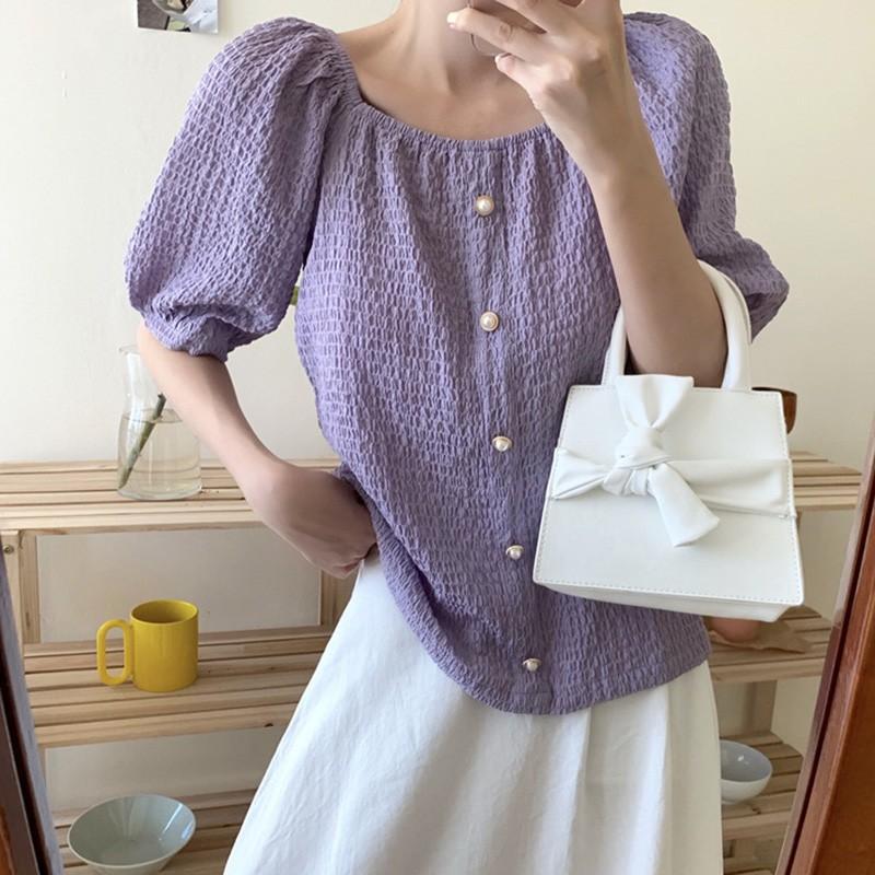 Áo Thun Nữ Tay Ngắn Màu Trơn Phong Cách Hàn Quốc