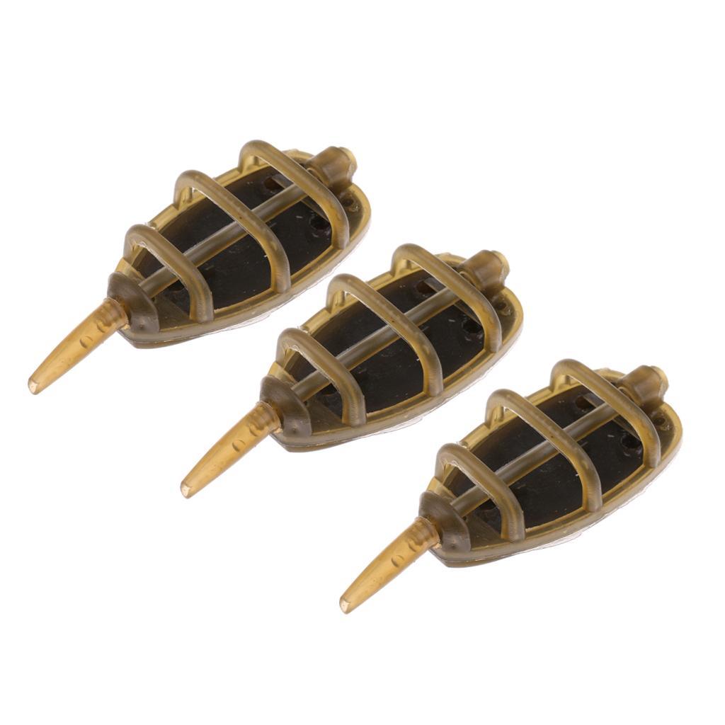 3Pcs Inline Method Feeder Set Carp Fishing Tackle Bait Cage with Lead Sinker