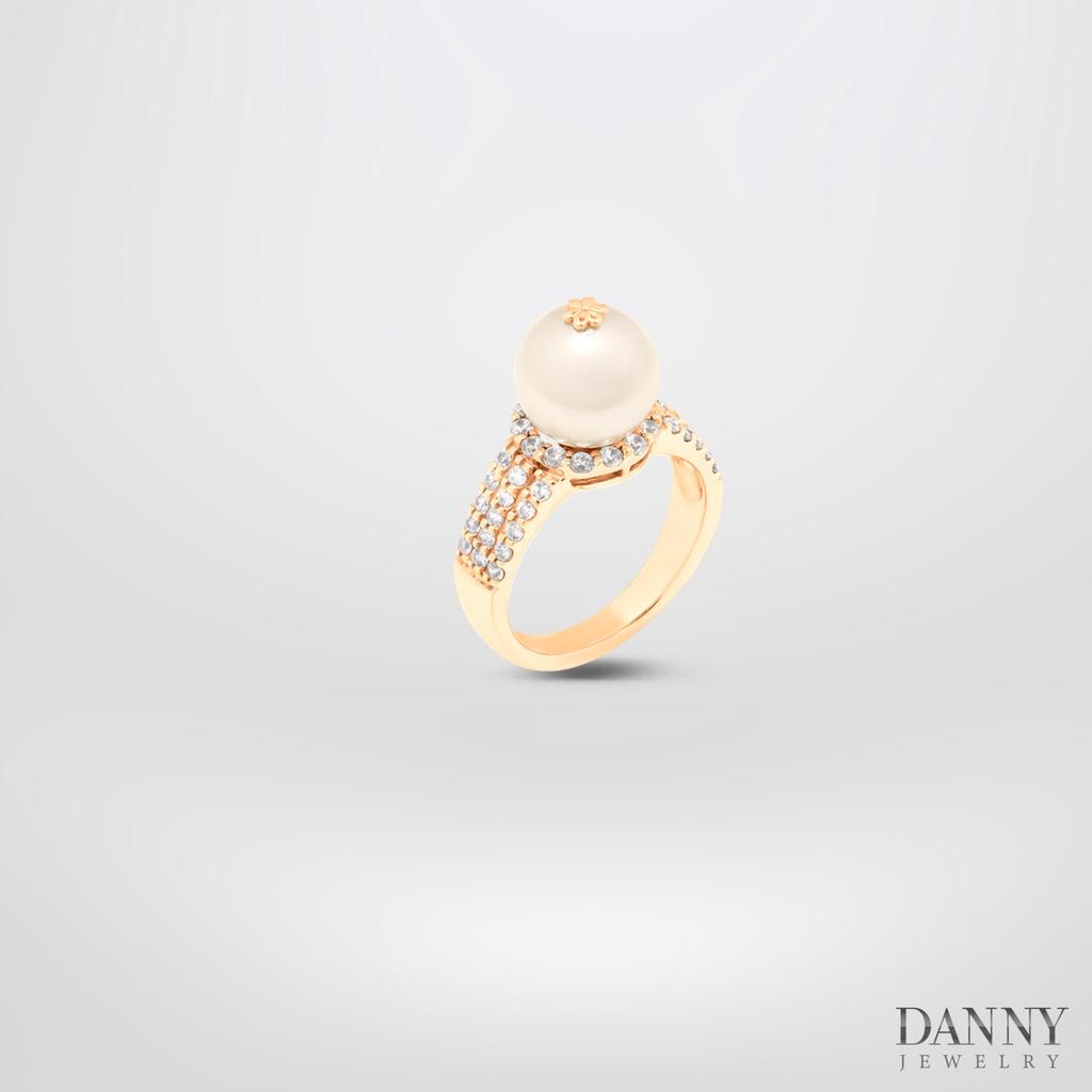 Nhẫn Nữ Danny Jewelry Bạc 925 Đính Ngọc Ốc Viền Đá CZ Xi Rhodium/Vàng hồng/Vàng 18k N0090