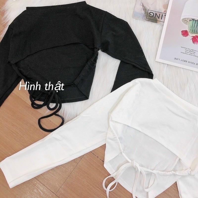 Áo tay dài hở lưng croptop buộc nơ sau siêu sexy-45N