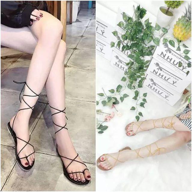 Sandal thắt dây bản ngang