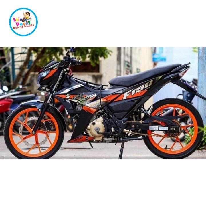 Tem rời satria fi đỏ đen chất liệu CROM