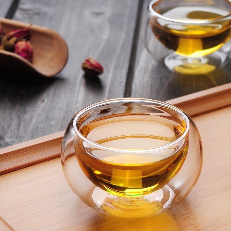 Bộ 1 Ấm trà trơn 600ml và 6 cốc uống trà 2 lớp, thủy tinh chịu nhiệt - Hàng xuất châu Âu