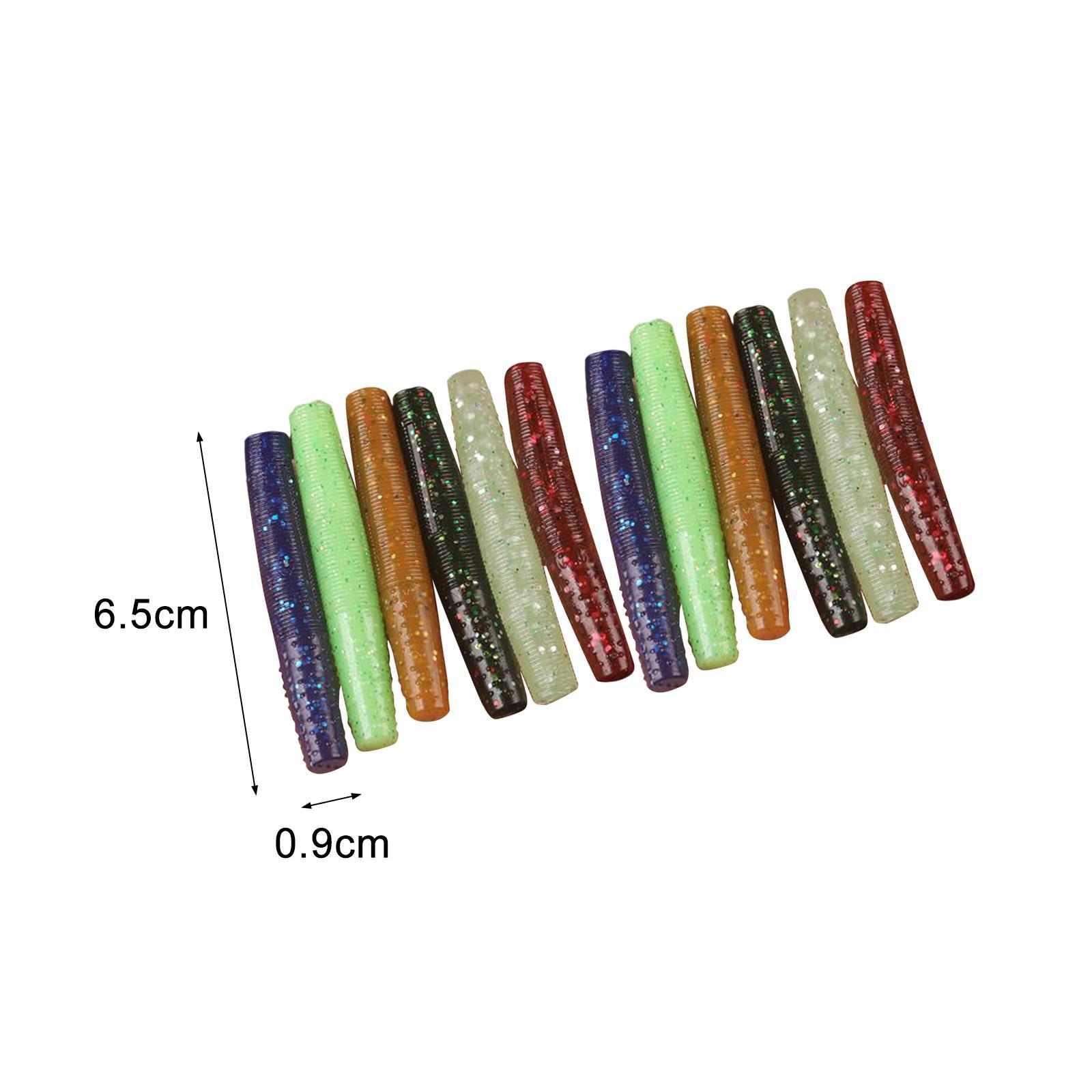 12x Worm Fishing Lures Portable Fishing Baits Set for Salmon Panfish Sunfish