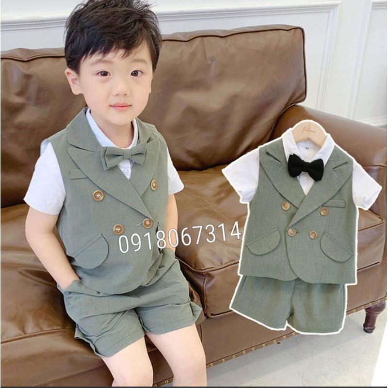 Bộ vest cộc hè bé trai (2 chi tiết)