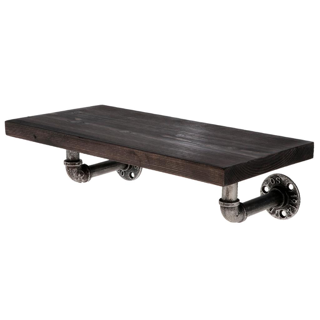 Industrial Pipe Bracket Heavy Duty Iron Wall Storage Shelf Rack Coffee