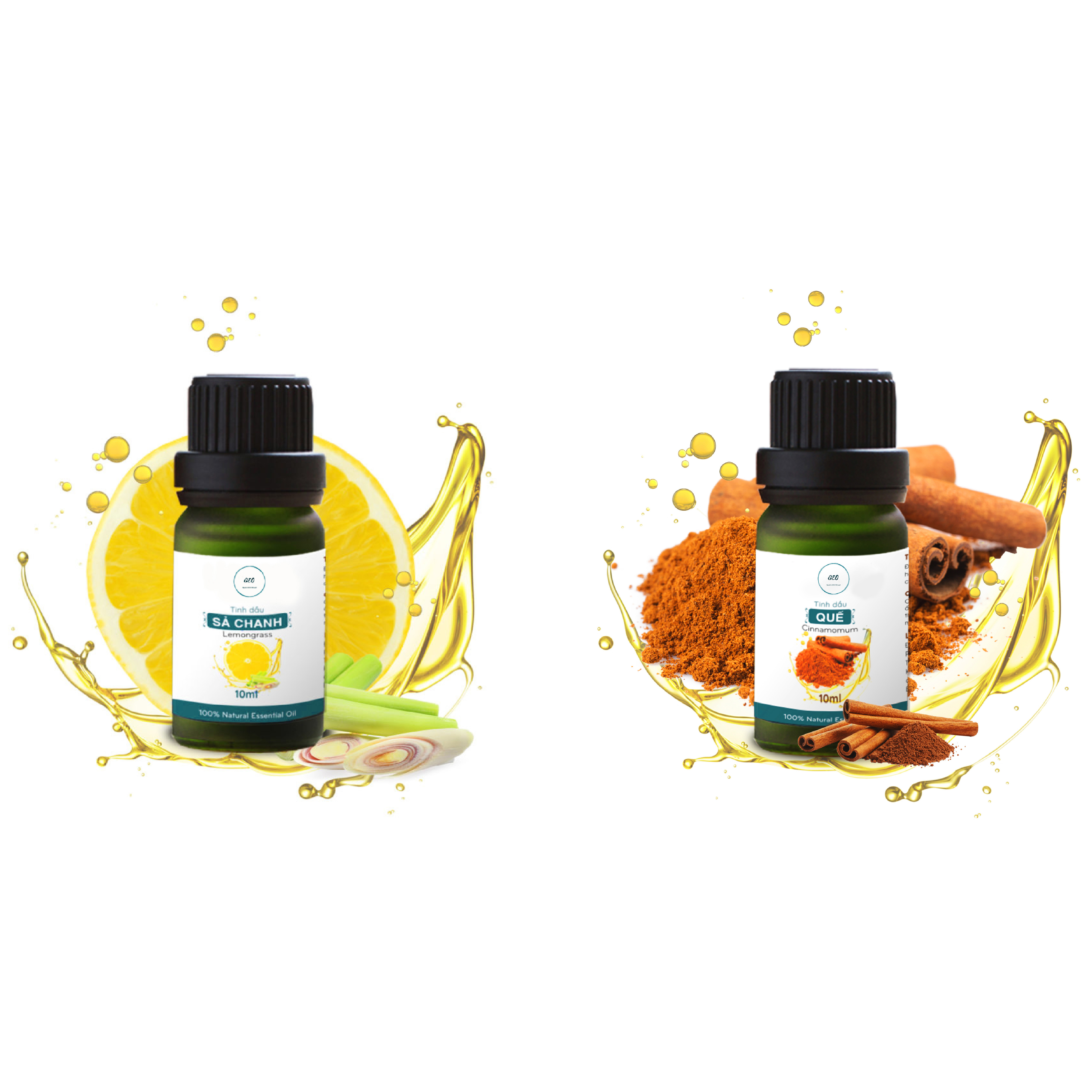 Combo 2 Tinh Dầu GEO: Tinh dầu Sả Chanh (10ml) + Tinh dầu Quế (10ml)