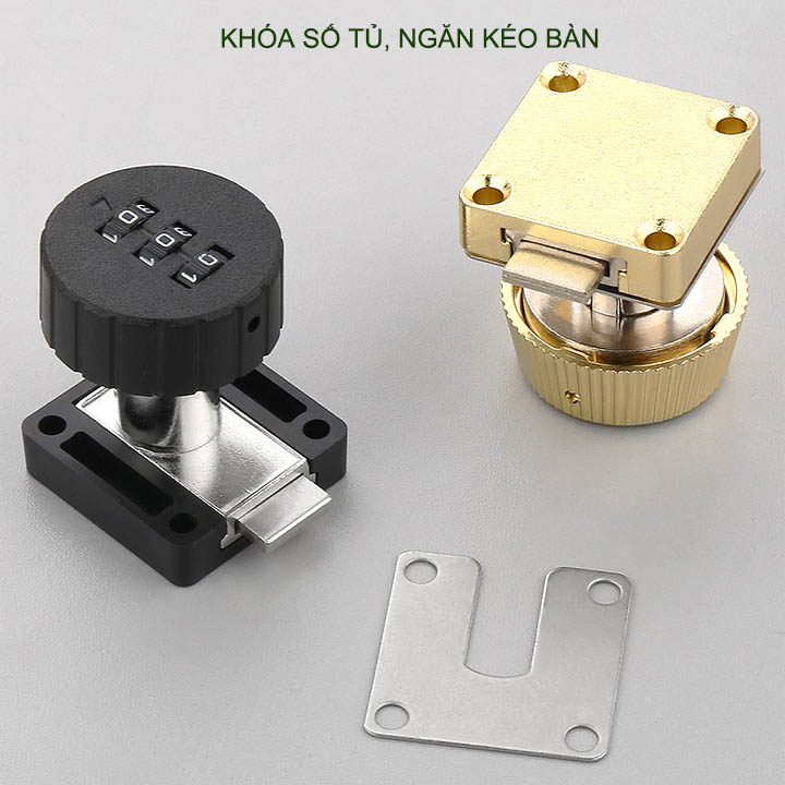 Khóa số tủ, ngăn kéo bàn ABS20 với 3 mã số có thể thay đổi được, phù hợp gỗ dày 14-18mm