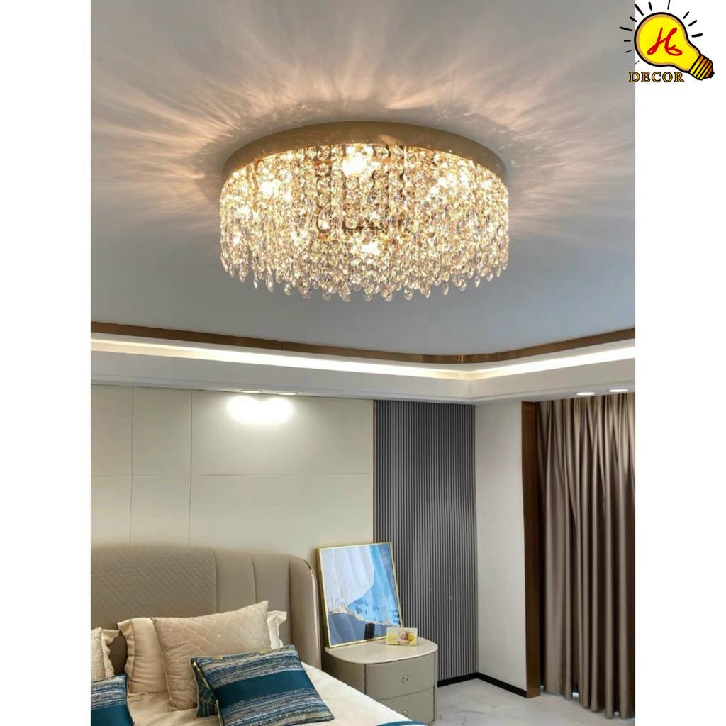 Đèn ốp trần pha lê phòng khách, phòng ngủ HQ - mã PLM0541 - thiết kế tinh tế, ánh sáng 3 màu, tiết kiệm điện HQ DECOR (HÀNG NHẬP KHẨU)