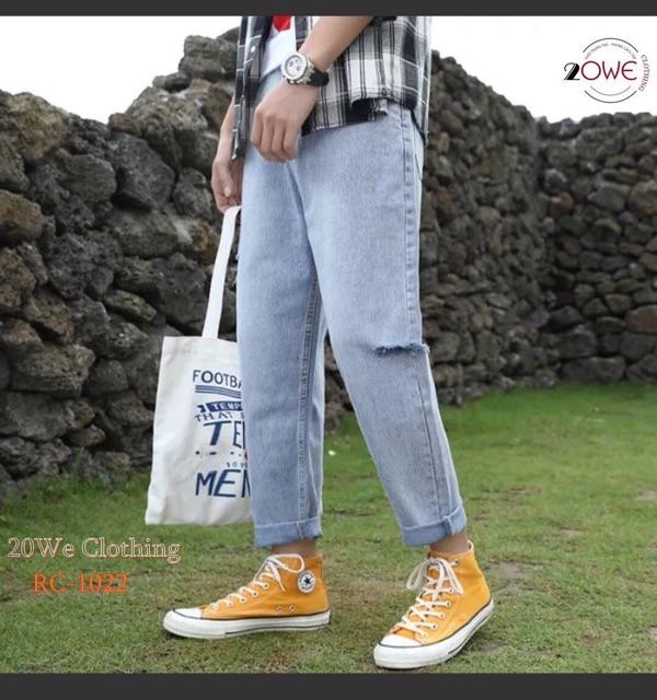 Quần Jeans Baggy Dáng Rách Cạnh 2020
