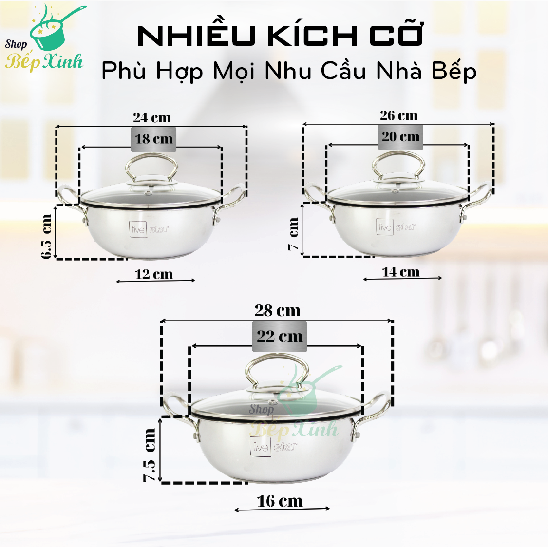 Nồi inox 3 Đáy Chống Dính 20cm Fivestar ( tặng 1 sạn dừa),bếp từ , gas, hồng ngoại