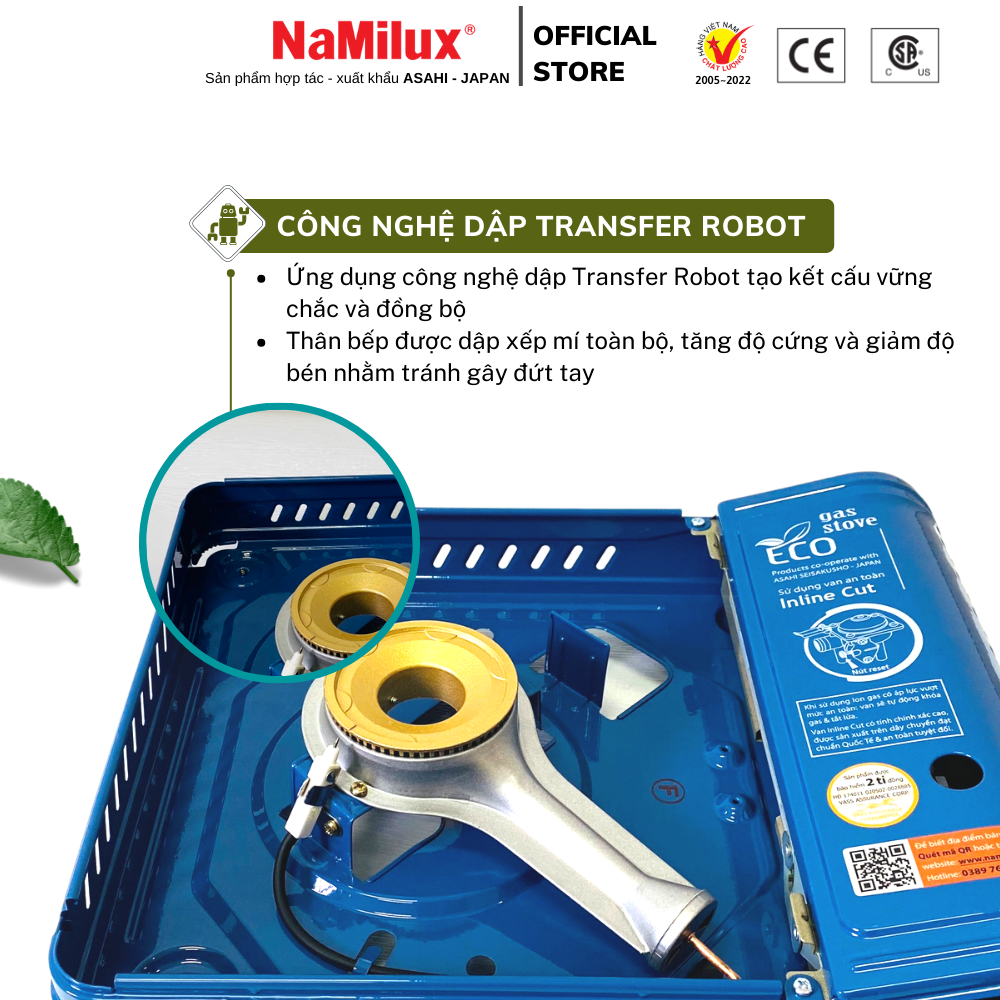 Bếp gas Mini NaMilux NH-P2911PS - Công suất tối đa 2,6 KW - hàng chính hãng