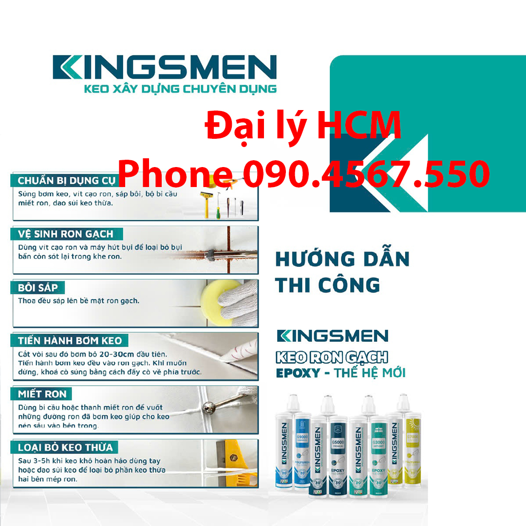 Keo Ron Gạch Epoxy G3000 - Thế Hệ Mới Kingsmen. RON GẠCH TRẮNG SẠCH 30 NĂM - Keo Ron gạch 2 thành phần