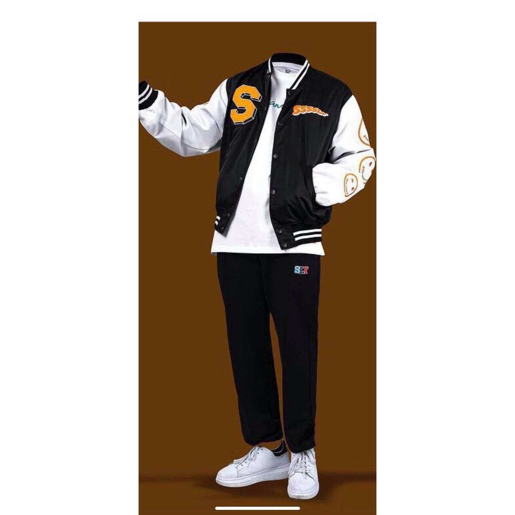 Áo gió bomber phối tay mặt cười