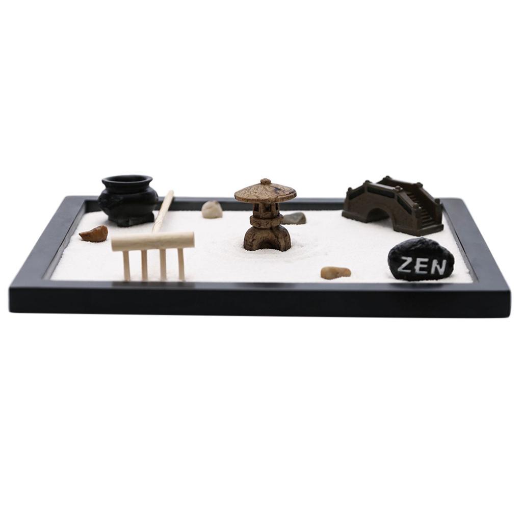 Wooden Beach Garden Mini Desktop Sandbox Tray Handcrafts for Relaxation