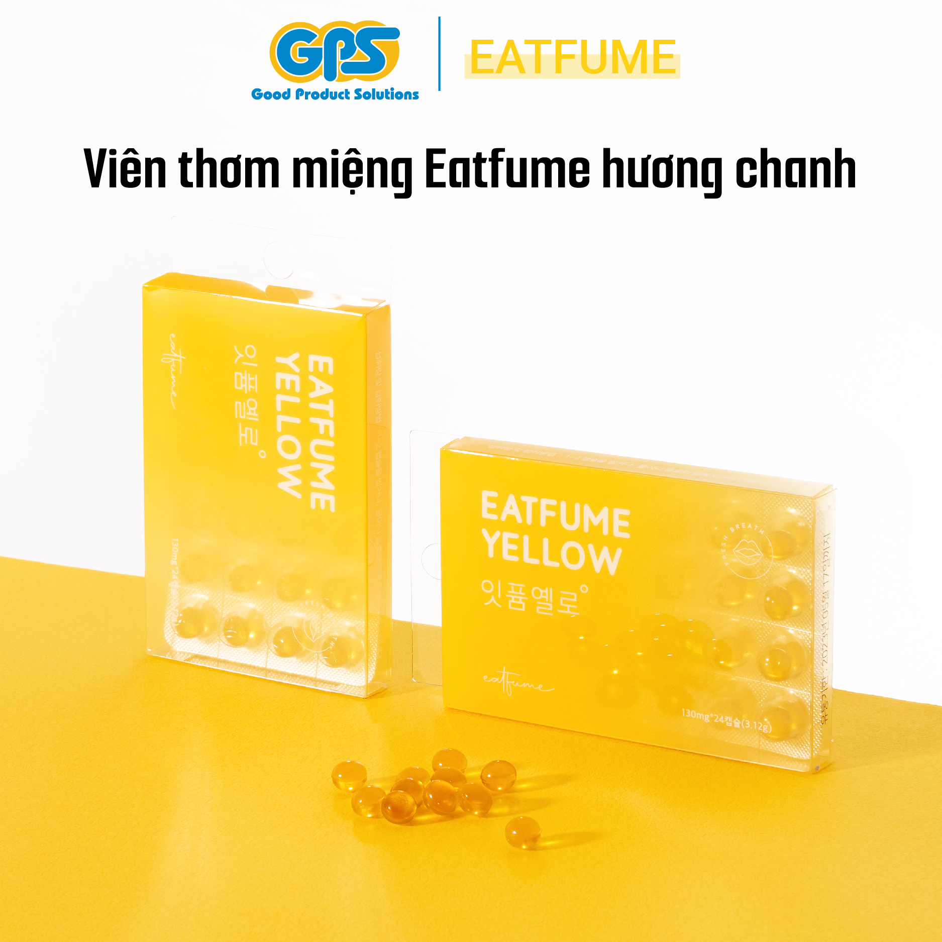 Kẹo thơm miệng hương chanh Eatfume Yellow chăm sóc hơi thở 24 viên / vỉ