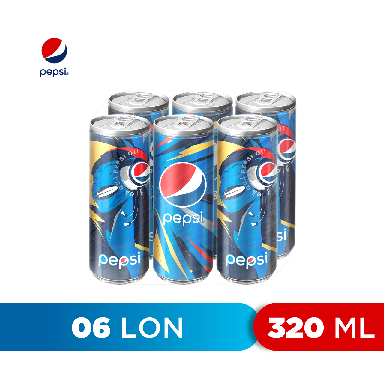 Lốc 6 Lon Nước Ngọt Có Gaz Pepsi
