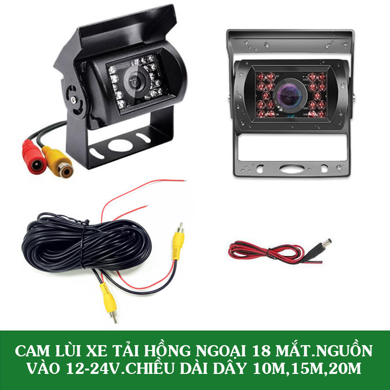 Camera Lùi Xe Tải Hồng Ngoại Dây Tín Hiệu Dài 10m,15m,20m