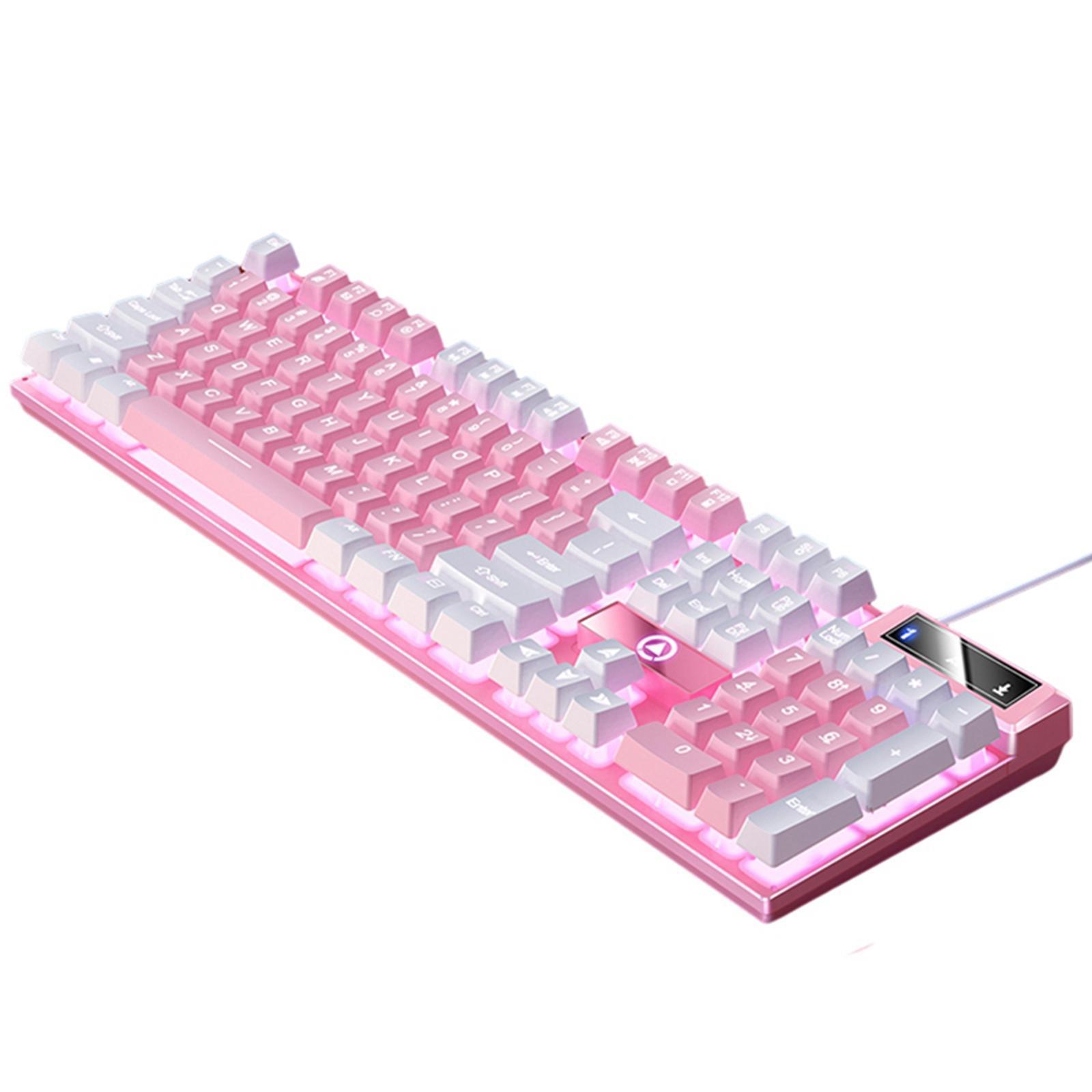 Mechanical Gaming Keyboard USB Multimedia Controls LED Lighting Effects for Computer Desktop