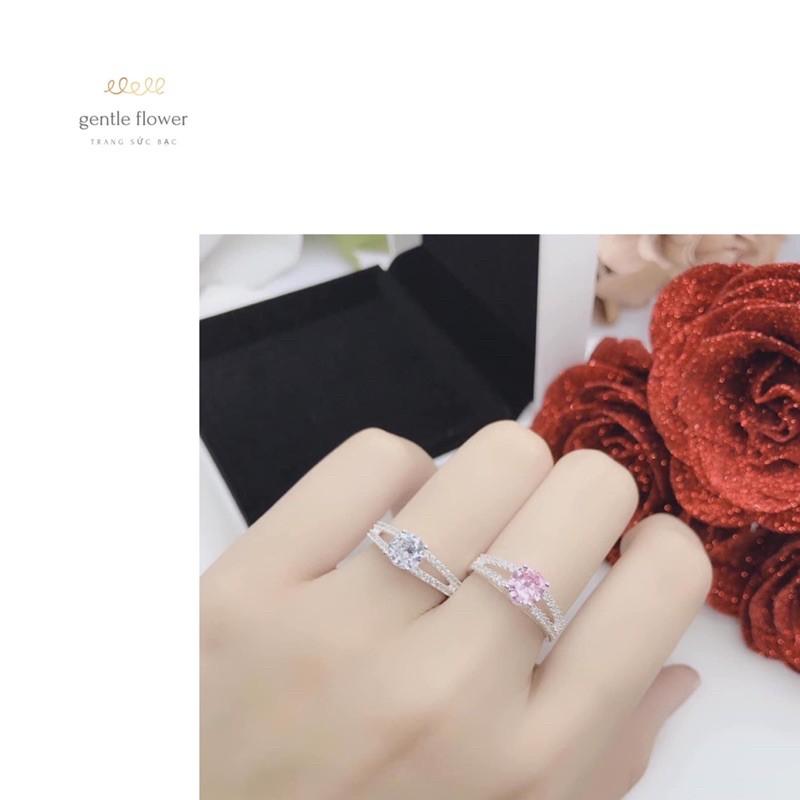 Nhẫn bạc ta mẫu mới đính kèm Gentle Flower