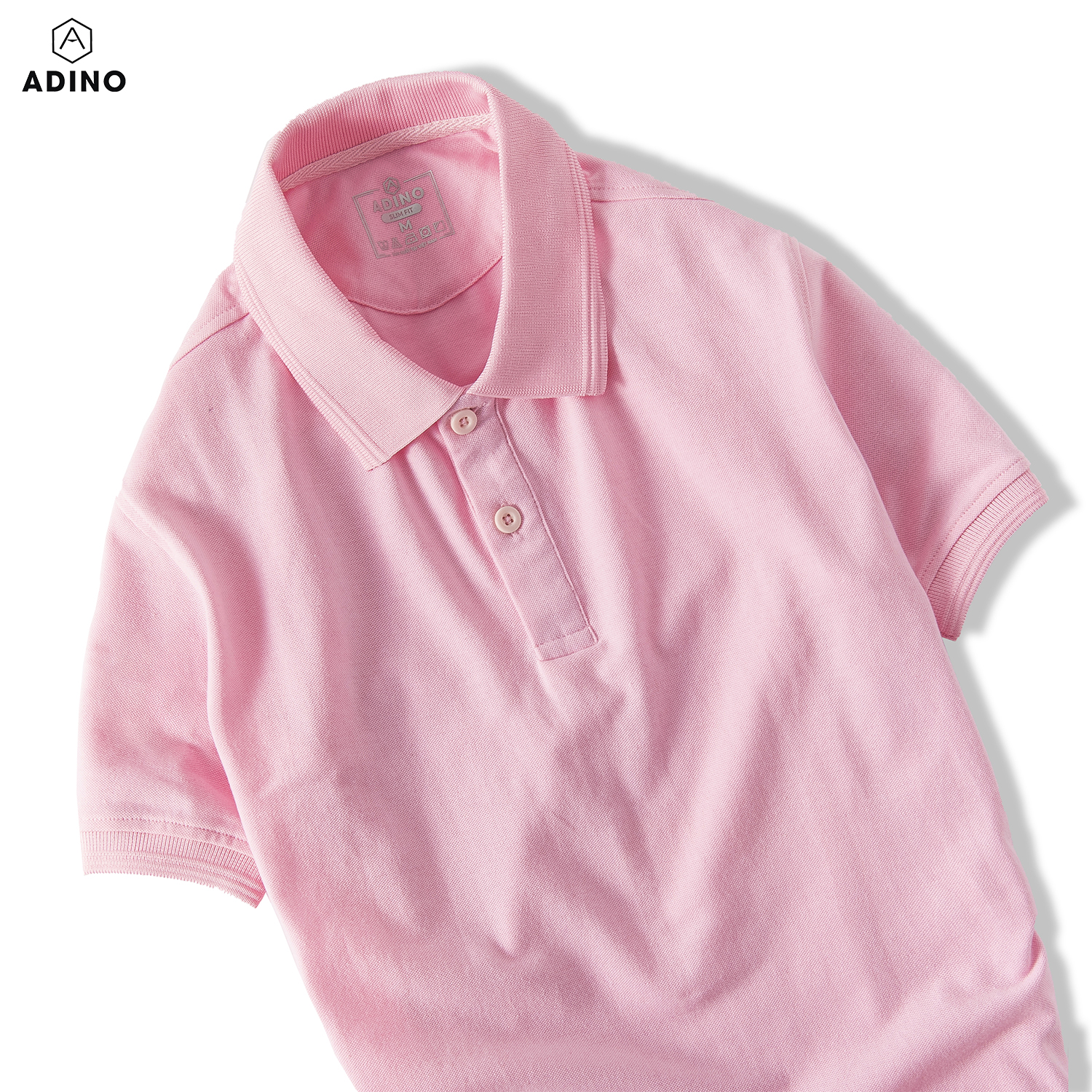 Hình ảnh Áo polo nam màu hồng phối viền chìm ADINO vải cotton polyester mềm dáng slimfit công sở trẻ trung năng động AP85