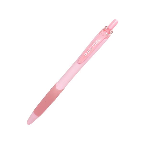 Bút Gel Bấm 0.6 mm Màu Pastel Pazto - Flexoffice FO-GELB039 - Thân Bút Hồng - Mực Xanh