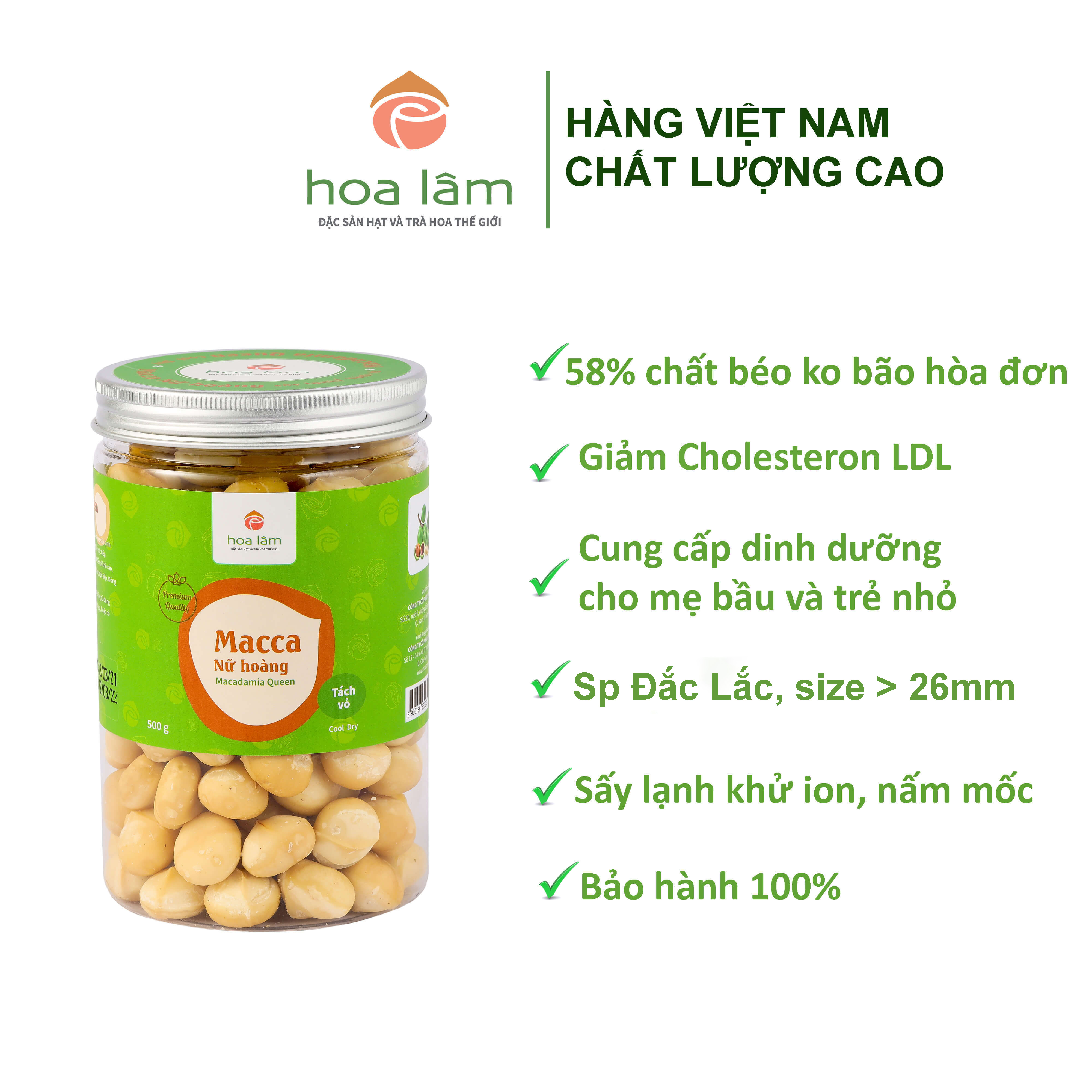 Nhân Macca Nữ Hoàng VIP Sấy Lạnh