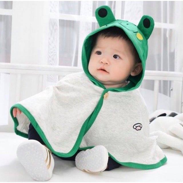 Áo choàng chống nắng cho bé hình con ếch kute, áo chống nắng cotton cho bé trai và bé gái từ 5-18kg