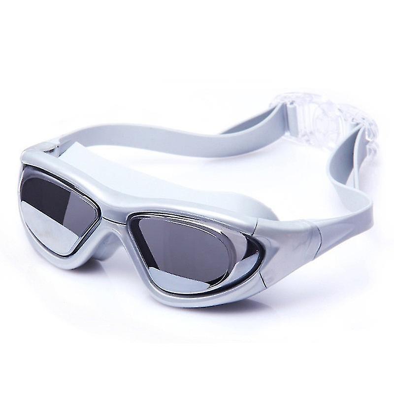 Kính lặn trưởng thành, ống kính chống lông trang, thiết bị bơi với dây đeo silicon đàn hồi, màu trắng bạc, 165 mm