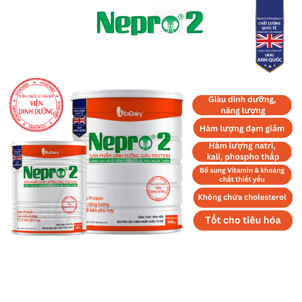 Sữa bột Nepro 2 900g dành cho người bệnh thận đã chạy thận - VitaDairy
