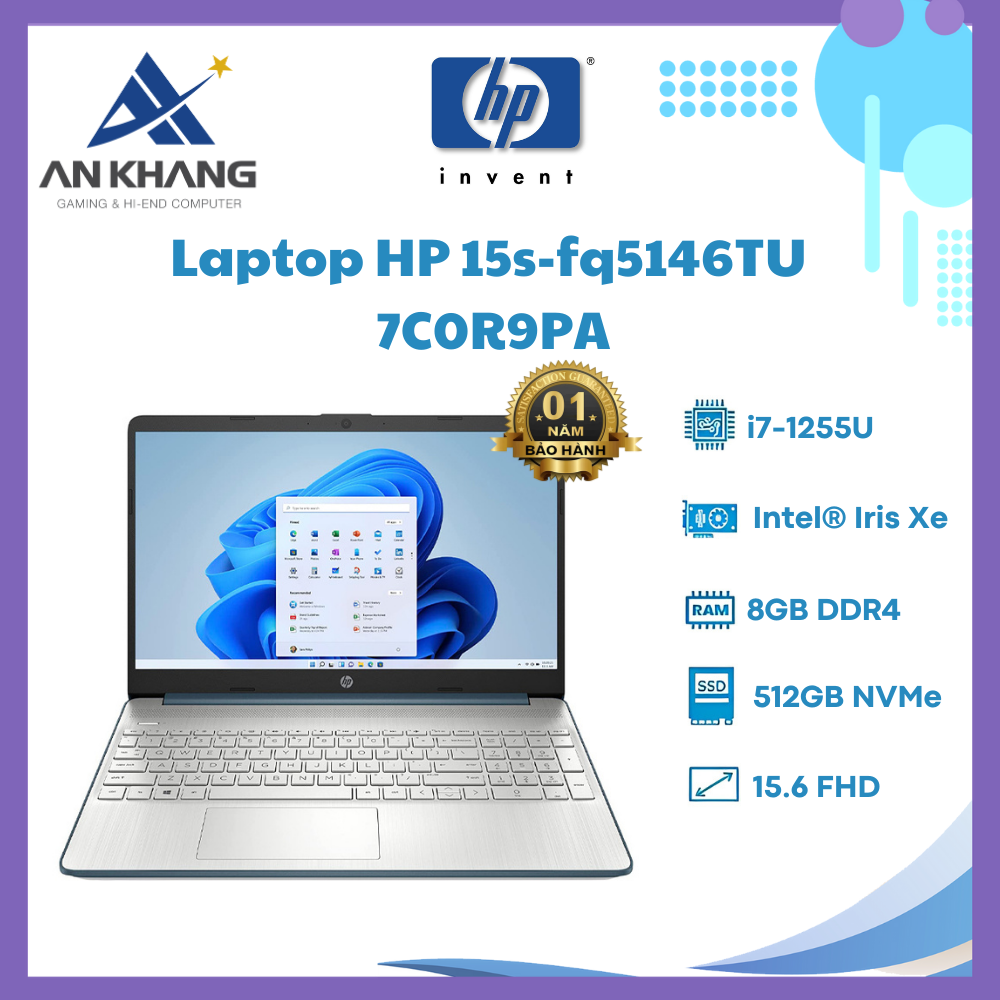 Laptop HP 15s-fq5146TU 7C0R9PA - Hàng Chính Hãng