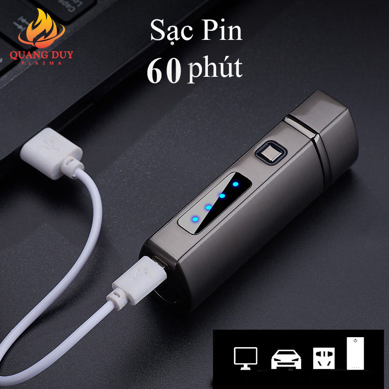 Bật lửa khò 3 tia công tắt điện đánh lửa sạc pin, bơm gas sử dụng độc đáo và tiện lợi