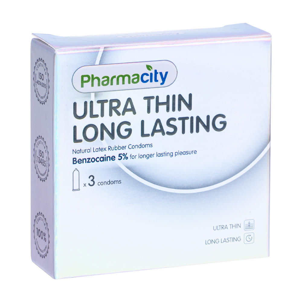 Bao Cao Su Pharmacity Ultra thin Long Lasting N (Hộp/3 cái)