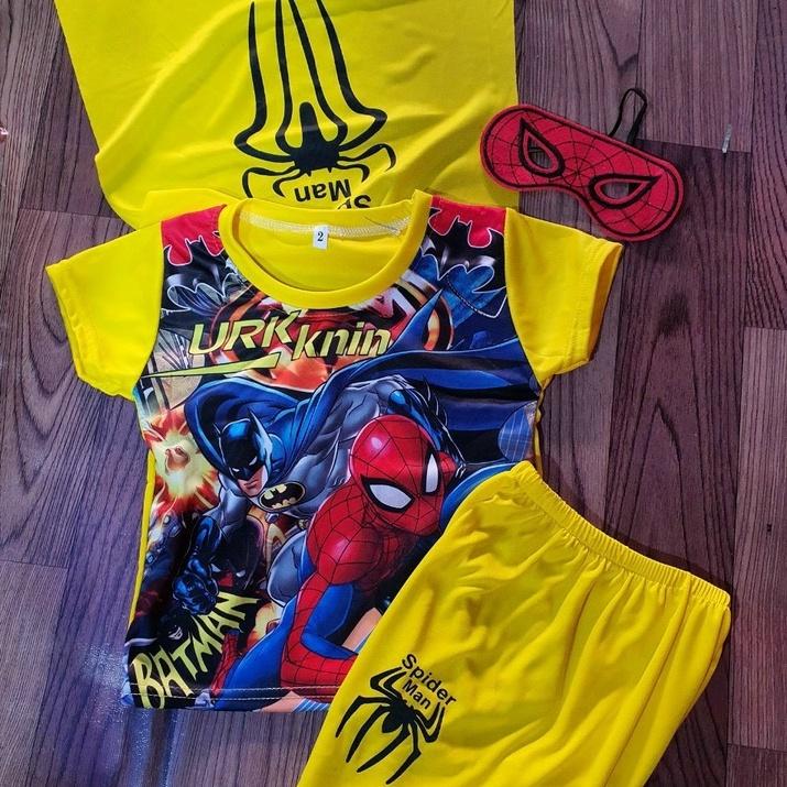 Bộ quần áo siêu nhân bé trai, bộ siêu nhân nhện cho bé 8-18kg chất thun 3D mềm mịn