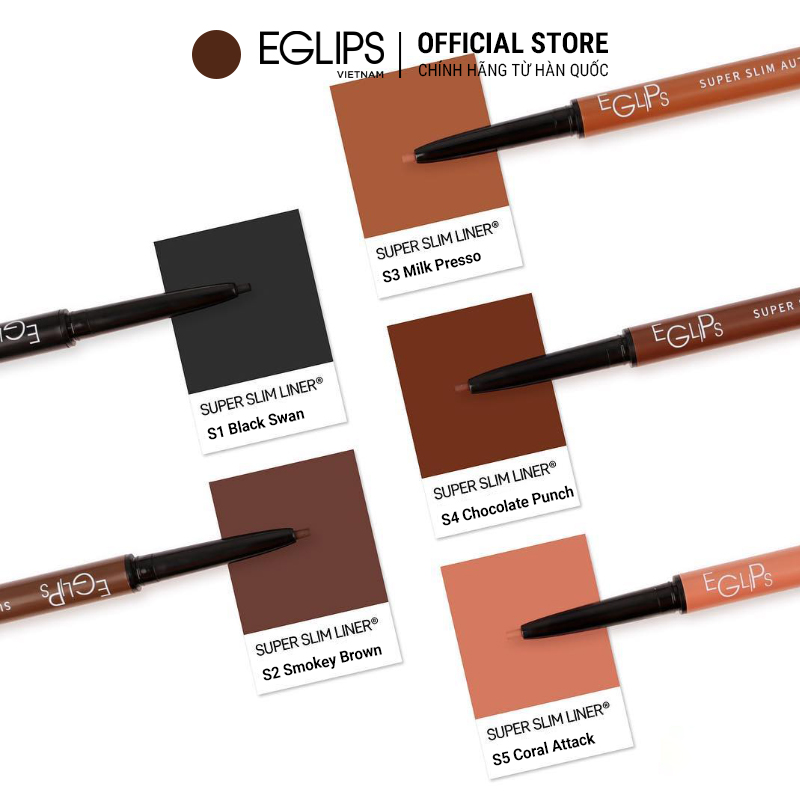 Kẻ mắt Eglips Super Slim Auto Long Eyeliner 0.12g  Dạng gel  Khả năng chống nước tốt