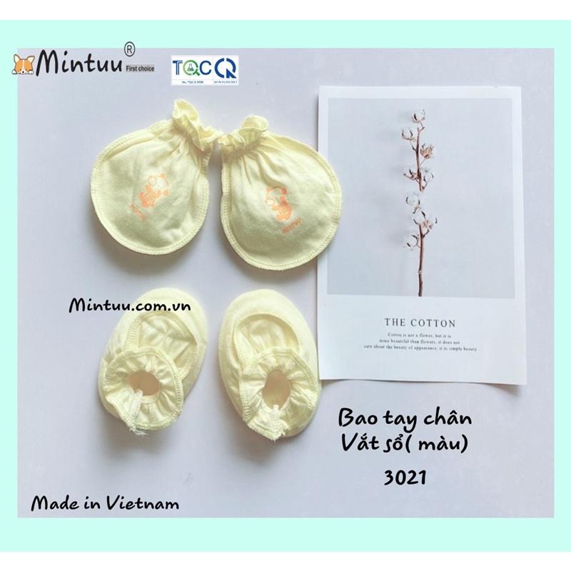 Bao tay chân sơ sinh vắt sổ cổ thun thương hiệu Mintuu, chất liệu cotton 100%