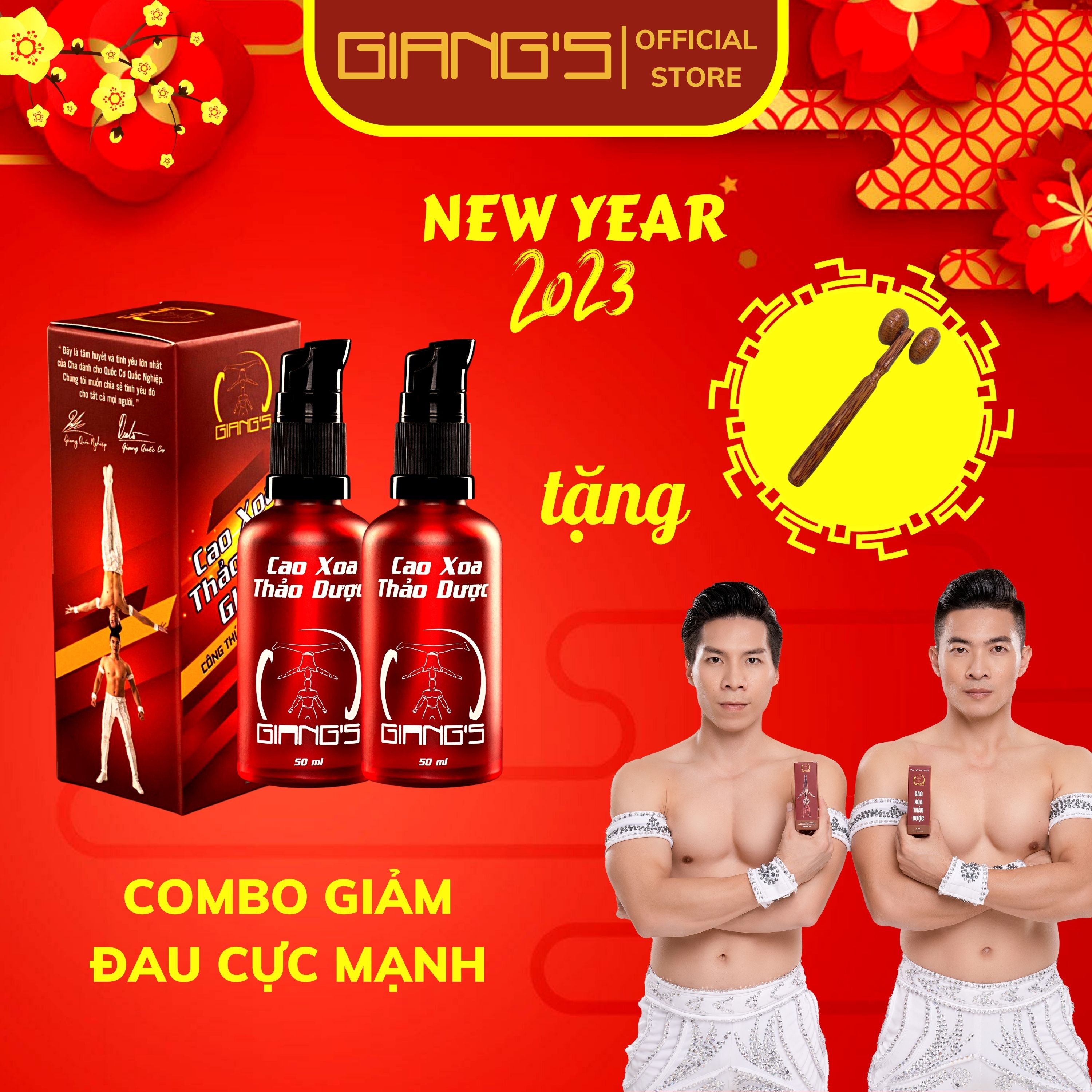 [Combo 02 chai] Cao xoa bóp thảo dược hỗ trợ cải thiện đau-nhức mỏi cực mạnh, Dầu xoa bóp gia truyền Quốc Cơ Quốc Nghiệp Thẩm Thấu Nhanh 50mL