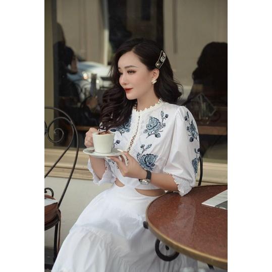 ĐẦM XOÈ THÊU HOA CAO CẤP