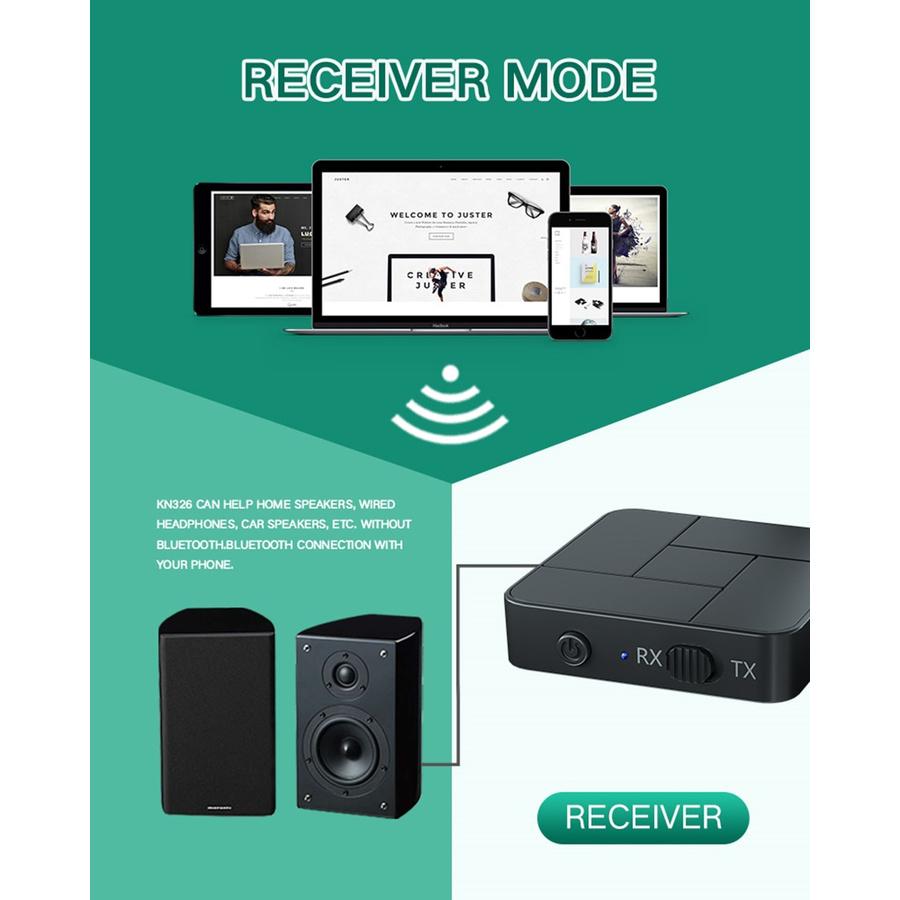 2in1 Bluetooth 5.0 Audio Receiver Transmitter Adapter 3.5mm AUX Jack RCA Dongle For Car TV PC Headphone