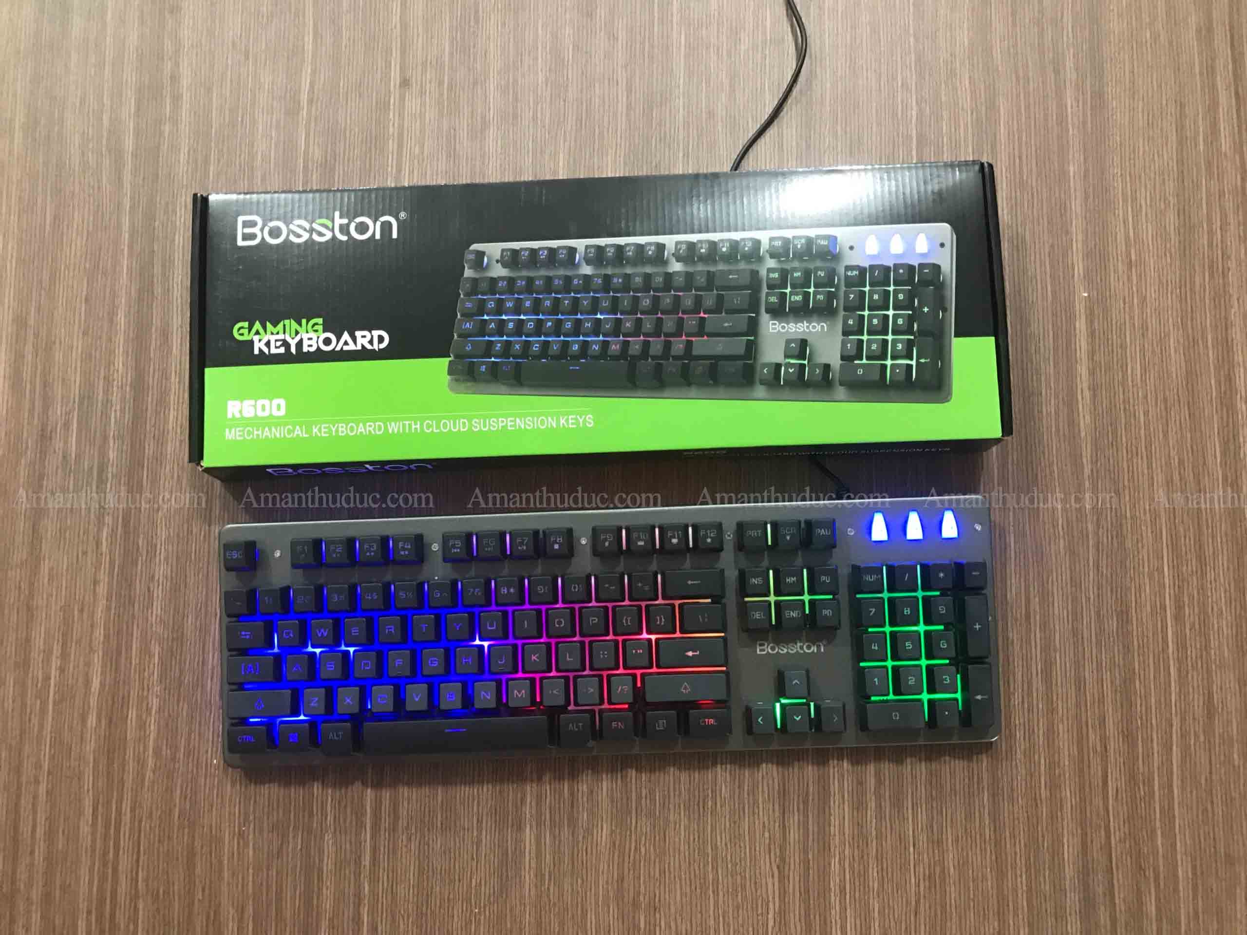 Bàn phím giả cơ chuyên game Bosston R600 - Led đa màu (đen)