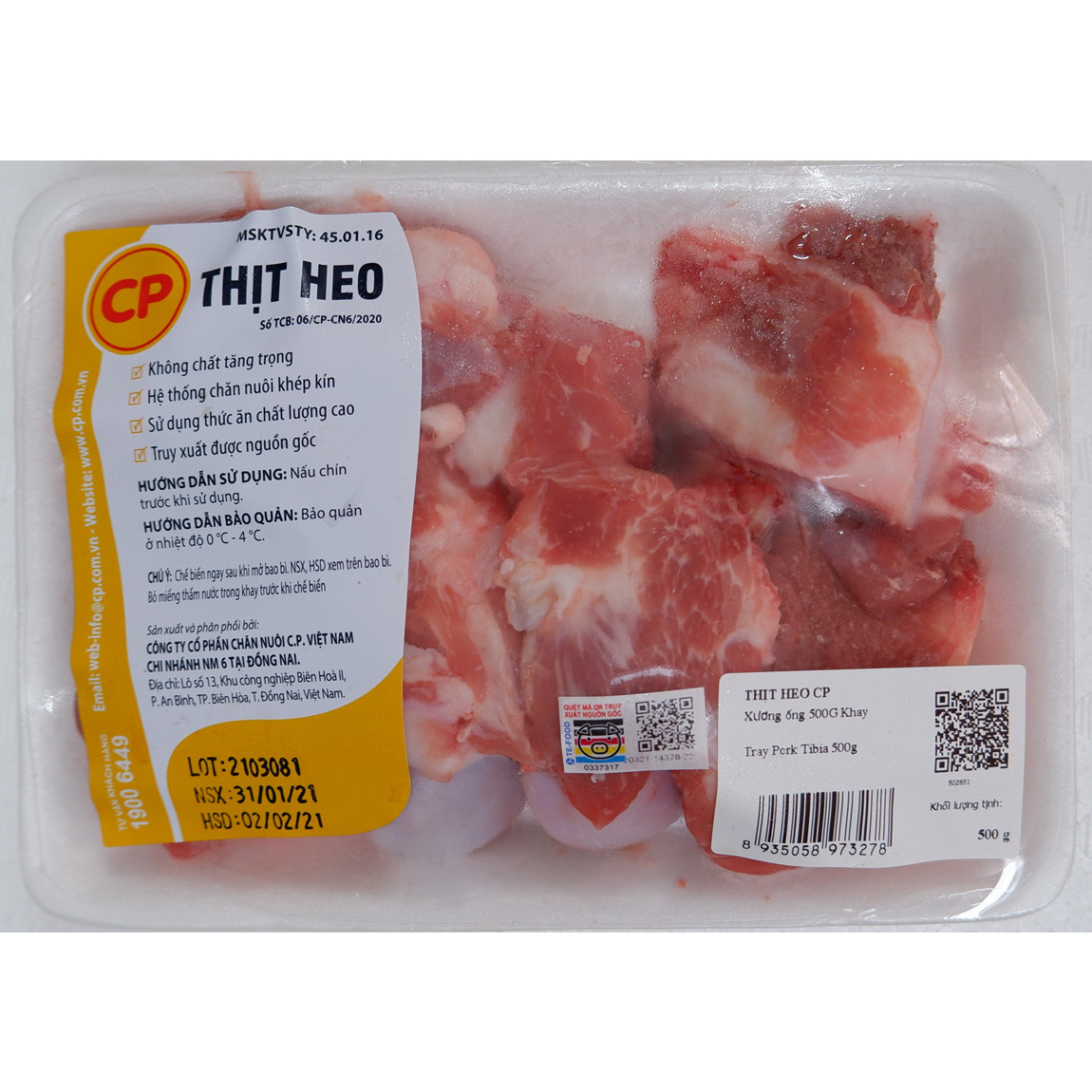 - Xương ống heo CP - Khay 500g