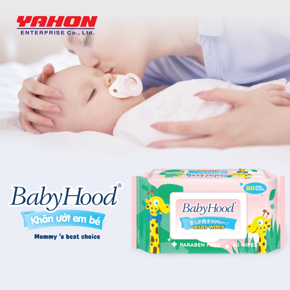 Bao Khăn Ướt Em Bé BabyHood Không Mùi, 60 Miếng/Bao