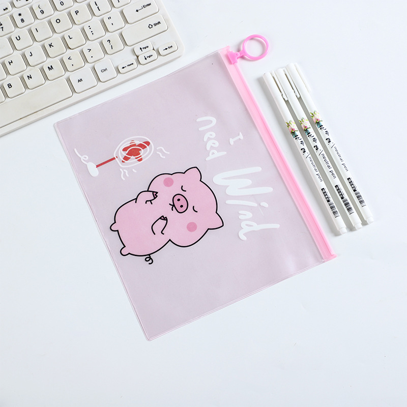 Combo 4 túi zip đựng bút chống thấm hình heo hồng pink pig nhiều mẫu