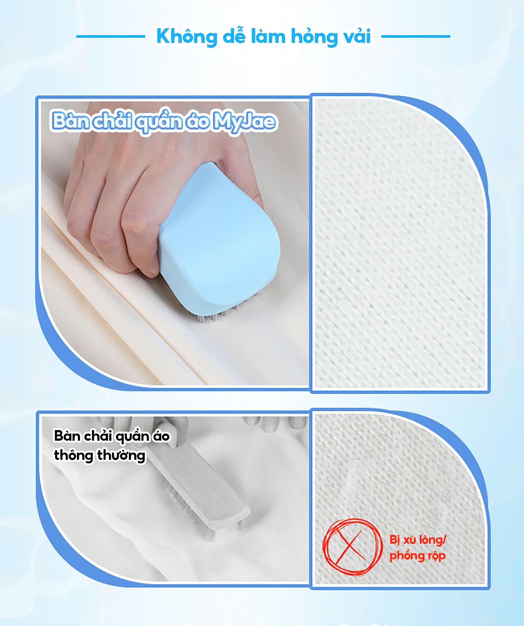 Bàn chải quần áo Ag+ Kháng khuẩn MyJae