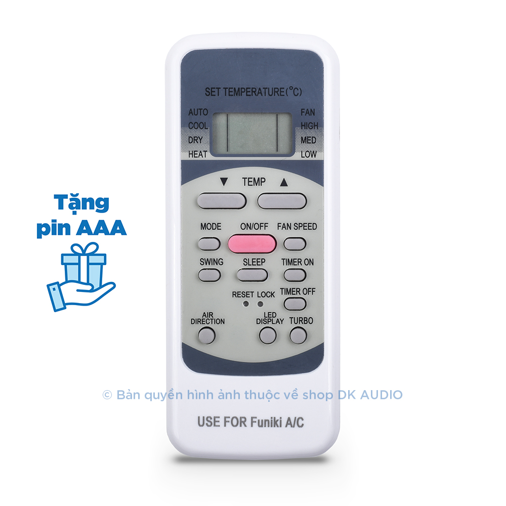 Remote điều khiển cho điều hòa Funiki nút hồng, phím bấm cao su mềm nhạy, vỏ nhựa cao cấp