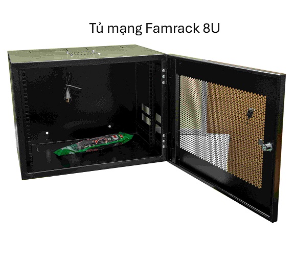 Tủ rack 8U treo tường Famrack 8UD400 – Sâu 400mm – Đựng thiết bị mạng, điện nhẹ