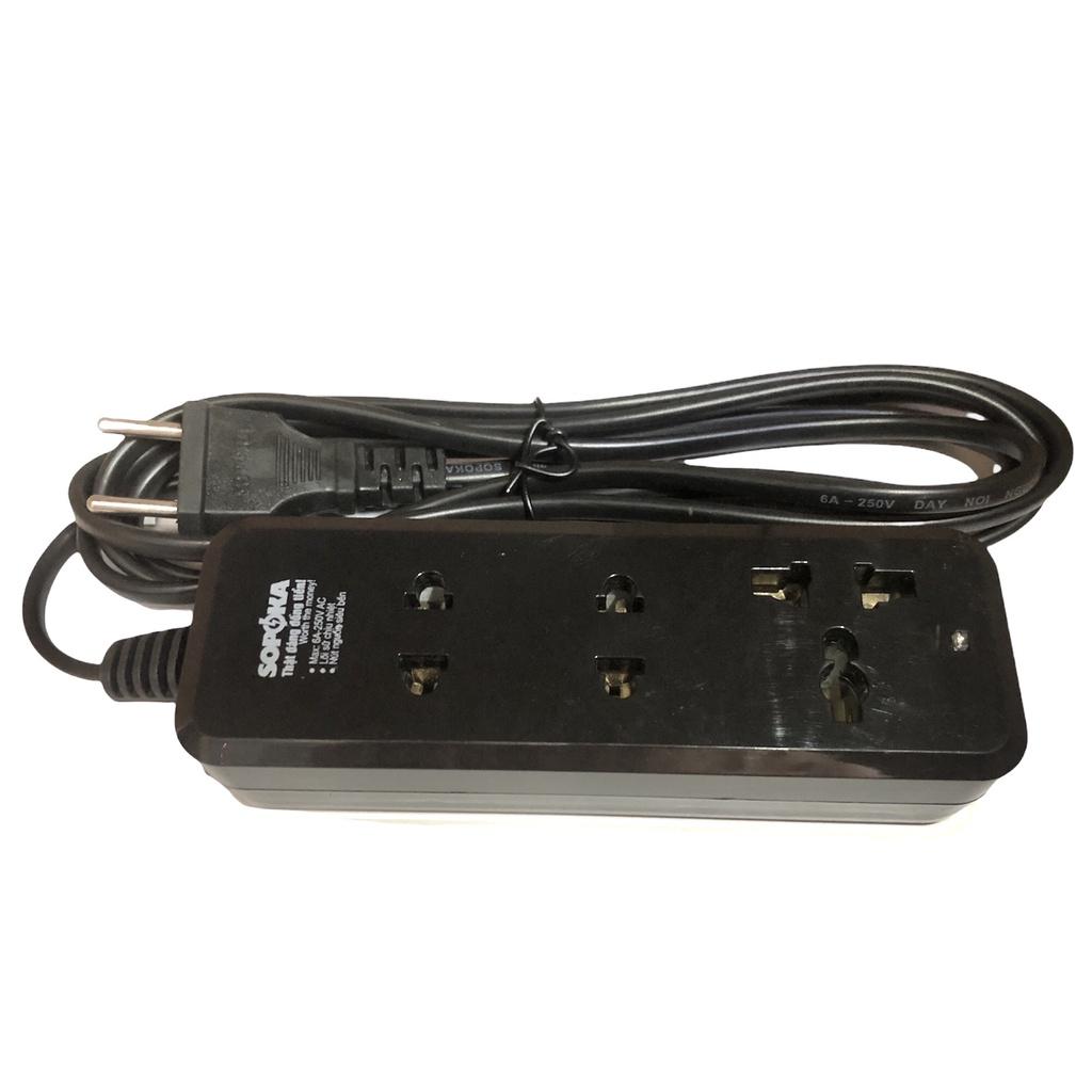 Dây ổ cắm điện 3 lỗ, 4 lỗ đến 6 lỗ có công tắc an toàn chịu tải 1200W - 2200W SOPOKA