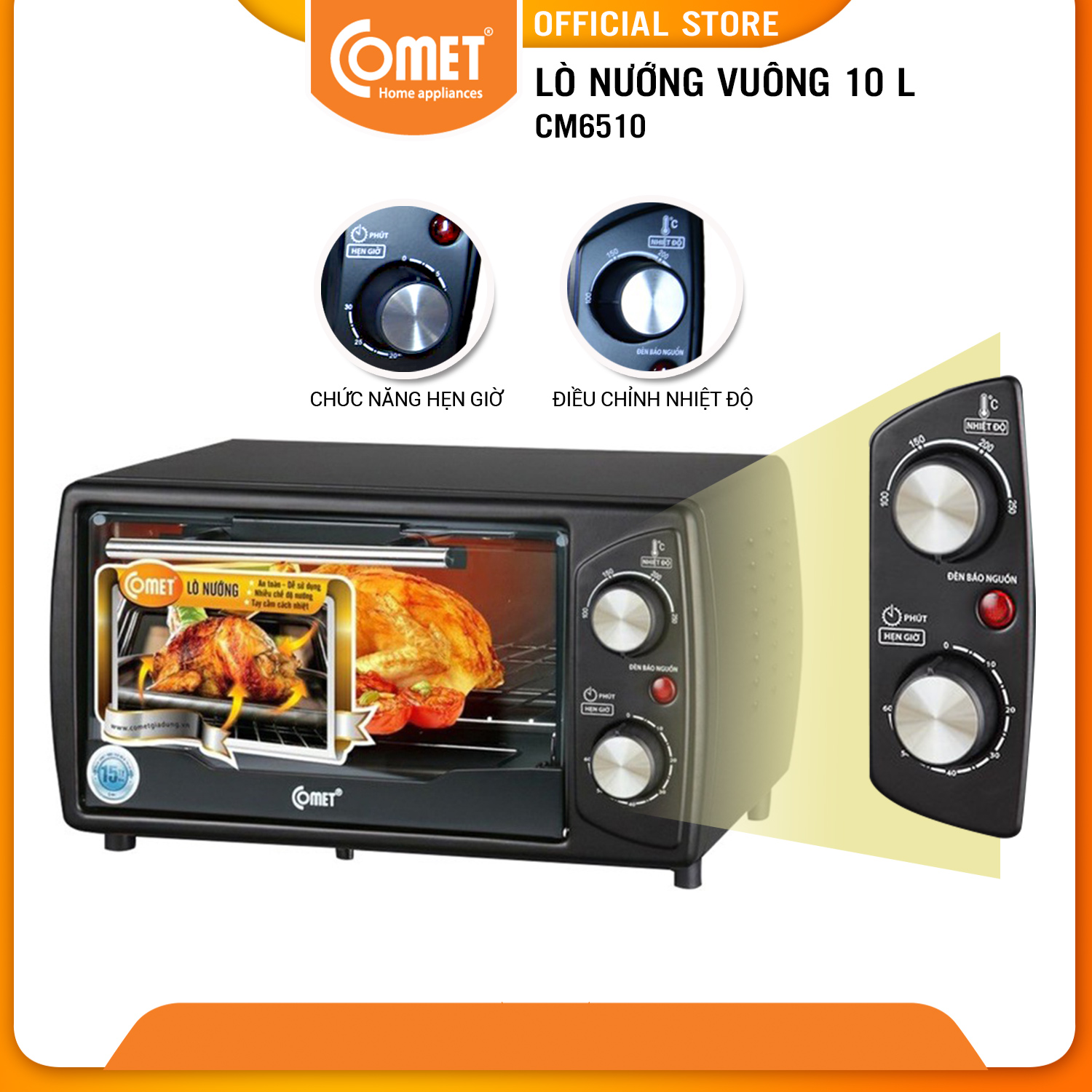 Lò Nướng Điện Đa Năng Comet CM6510 - Đen - Hàng Chính Hãng