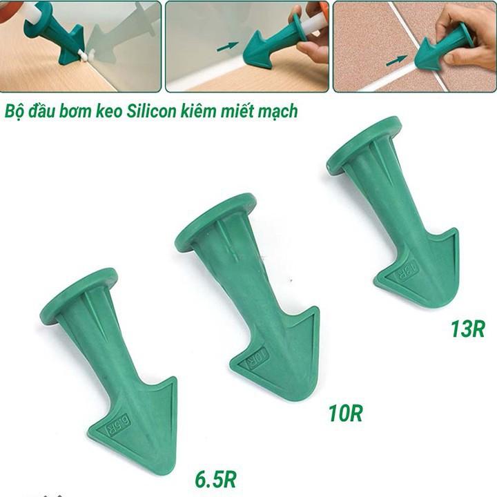 Hình ảnh Bộ vòi bơm keo silicone kiêm miết mạch silicone kèm dụng cụ làm sạch.